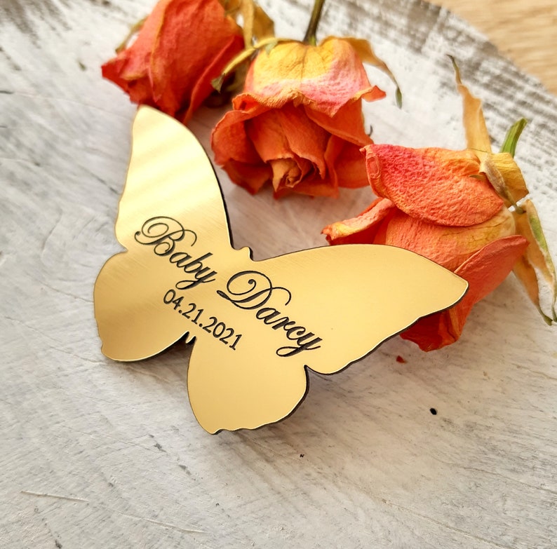 Butterfly baby shower favors - Personalized Butterfly magnet - Gold Silver Copper magnets - Party favors - Baby Shower Gifts for Guests image 3