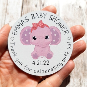 Pink elephant baby shower magnets, baby shower favors, baby girl favors, baby elephant magnets, gifts for baby shower guests, personalized