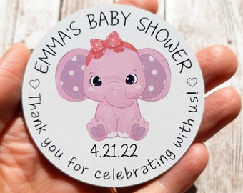 Baby showermagneten roze olifant, bedankjes voor babyshower, bedankjes voor babymeisje, magneten babyolifant, cadeaus voor babyshowergasten, gepersonaliseerd