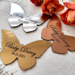 Gastgeschenke für Babyparty - Personalisierte Schmetterling Magnete - Gold Silber Kupfer Magnete - Gastgeschenke für Babyparty