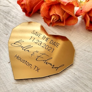 Save the Date Magnete - Hochzeit Save the Dates - Herzförmige Save the Date Magnete - gold, silber oder kupfer