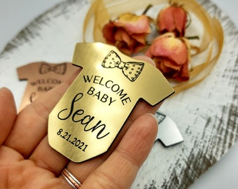 Baby shower magnets - Baby boy magnets - Baby shower favors - gold, silver of copper - Party favors