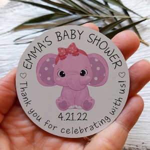 Baby shower magnets, baby shower favors, baby shower thank you gifts for guests, pink baby elephant design