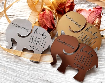 Baby shower favors - Personalized baby elephant magnet - Gold Silver Copper magnets - Party favors - Baby Shower Gifts for Guests