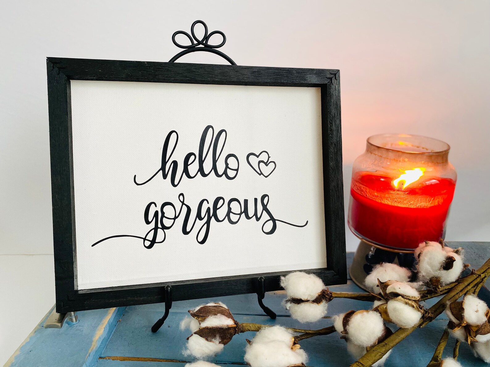 Hello Sign Rustic Bathroom Sign Reverse Canvas Etsy