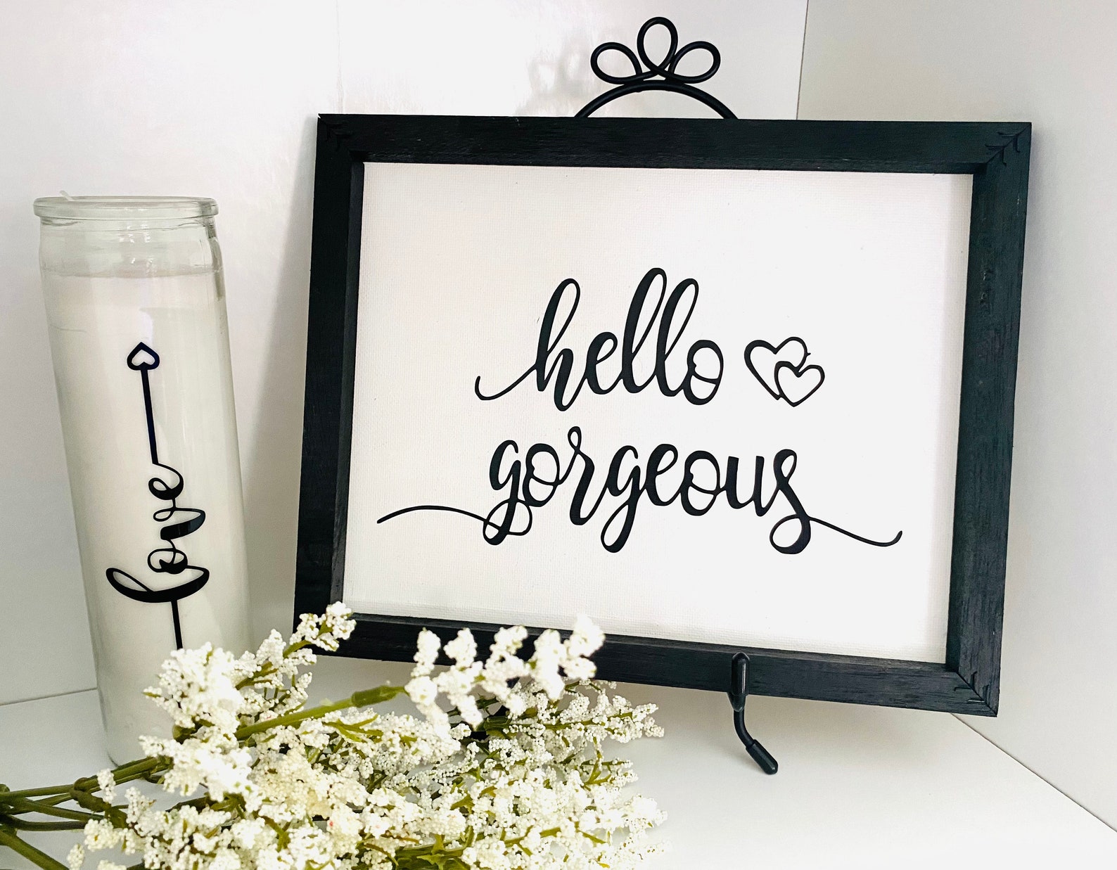 Hello Sign Rustic Bathroom Sign Reverse Canvas Etsy