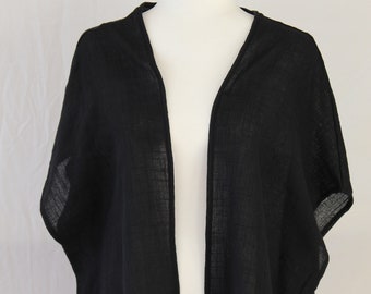 Linen Shrug, Black Color Shrug, Summer To Fall Layering in Style,  Gift for her, Overlay top