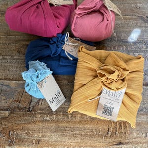 Reusable Fabric gift wrap made in USA, Furoshiki, Linen Squares, Solid Color, Planet-friendly Wraps image 8