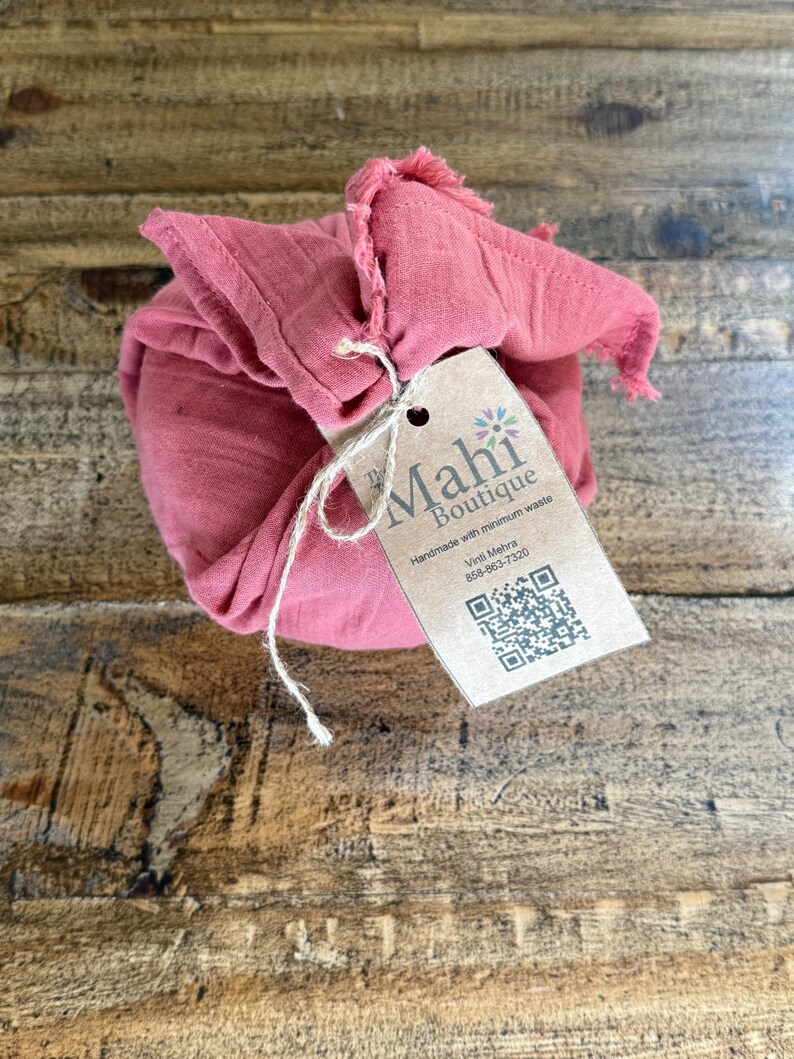 Reusable Fabric gift wrap made in USA, Furoshiki, Linen Squares, Solid Color, Planet-friendly Wraps Brick Red
