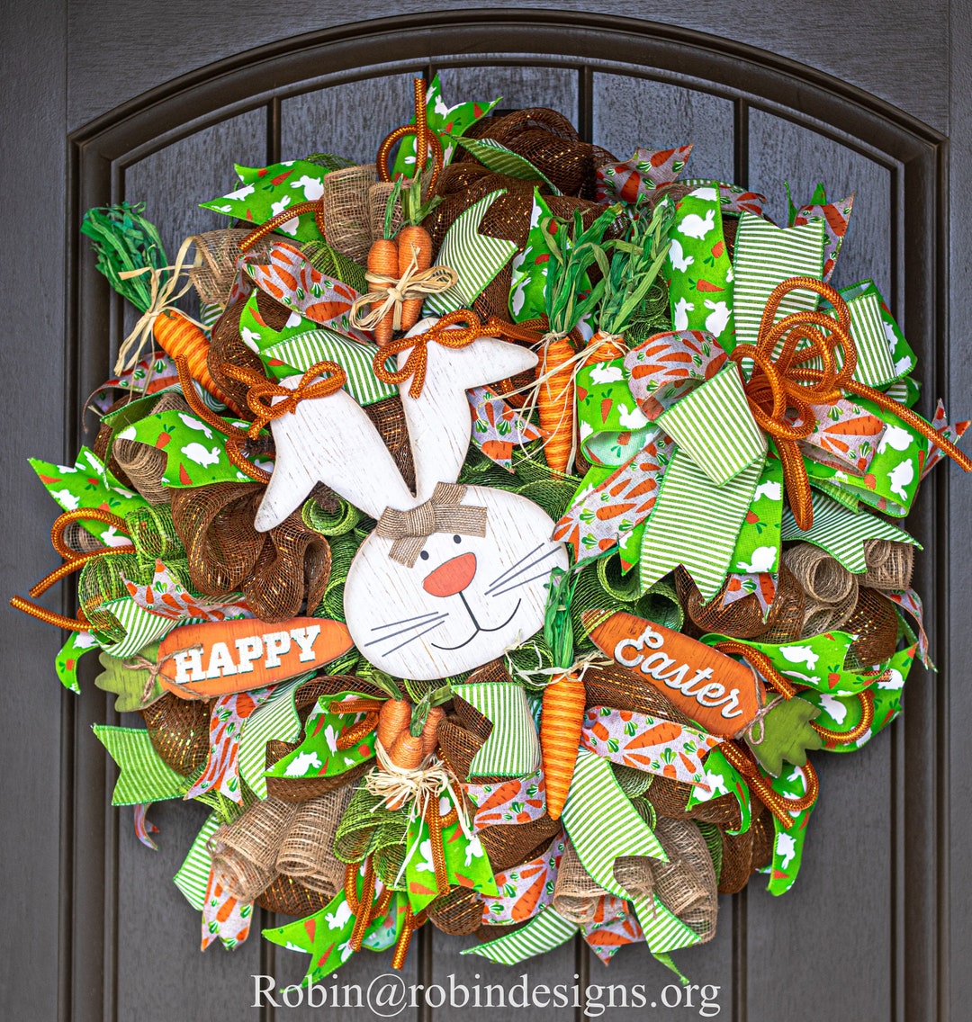 Carrot Bunny Wreath Easter Wreath Spring Wreath Happy