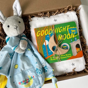 Baby Shower Gift Goodnight Moon Gift Box, Swaddle - Gender Neutral, Girl or Baby Boy Newborn Gift Box Set, Gift Basket - Margaret Wise Brown