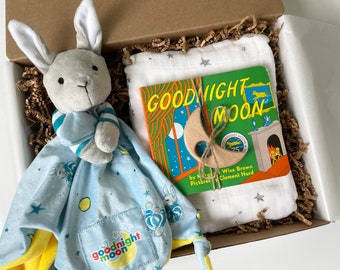 Baby Shower Gift Goodnight Moon Gift Box, Swaddle - Gender Neutral, Girl or Baby Boy Newborn Gift Box Set, Gift Basket - Margaret Wise Brown