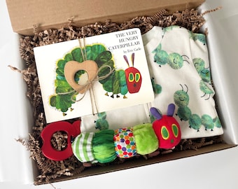 Baby Shower Gift Very Hungry Caterpillar Gift Box - Gender Neutral, Unisex Girl or Baby Boy Newborn Gift Box Set, Gift Basket - Board Book