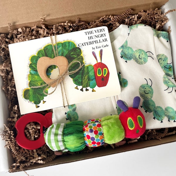 Baby Shower Gift Very Hungry Caterpillar Gift Box - Gender Neutral, Unisex Girl or Baby Boy Newborn Gift Box Set, Gift Basket - Board Book