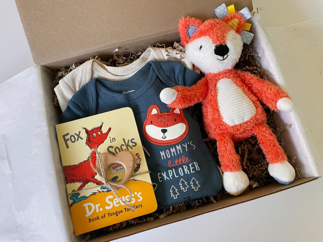 Baby Boy Shower Gift Box Fox Set With Personalized Cardnew Baby Gift