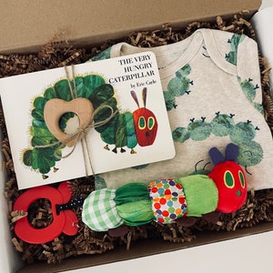 Baby Shower Gift Very Hungry Caterpillar Gift Box - Gender Neutral, Unisex Girl or Baby Boy Newborn Gift Box Set, Basket, Board Book