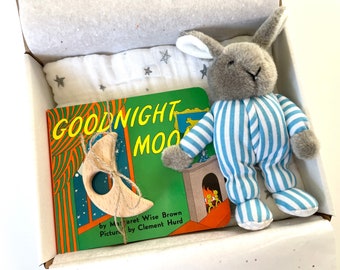 Baby Shower Gift Goodnight Moon Gift Box, Swaddle - Gender Neutral, Girl or Baby Boy Newborn Gift Box Set, Gift Basket - Margaret Wise Brown