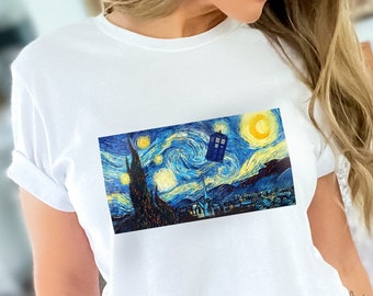 Van Gogh Starry Night TARTIS T-Shirt/ Starry Night Doctor-WHO Tardis Shirt/ TARTIS Starry Night T-Shirt/ Dr-Who Van Gogh Unisex T-Shirt