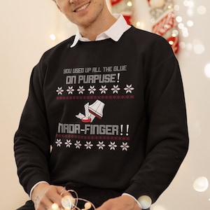 Sudadera con una película navideña / Lámpara con una pierna rota con un dedo de Nada / Suéter navideño feo / Suéter con una lámpara navideña divertida / Cita de una película navideña