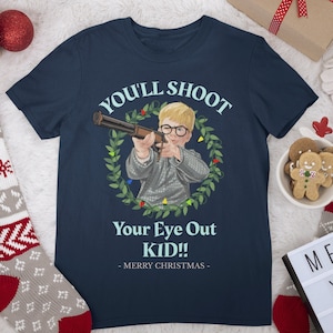 Camiseta navideña divertida/ Una camisa de historia de Navidad/ Camisa divertida de historia de X-Mass/ ¡Te dispararás, niño!/ Camiseta de manga corta de Jersey unisex