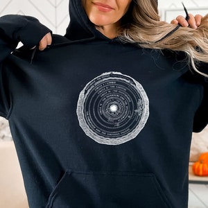 Felpa con cappuccio Dantes Inferno, Felpa con cappuccio 9 Anelli dell'Inferno, Felpa con cappuccio grafica Dantes Inferno Anelli dell'Inferno, Felpa con cappuccio unisex Heavy Blend™