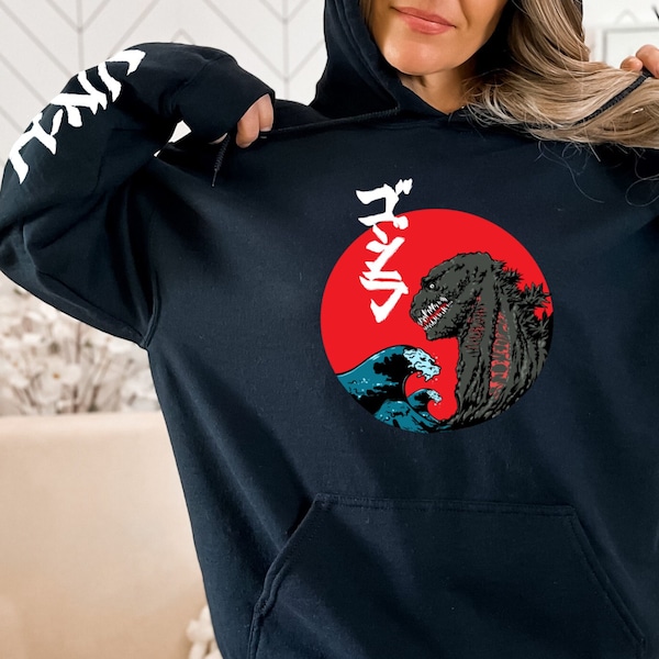 Kaiju Hoodie, Godzilla Kaiju Hoodie, Sea Monster Hoodie, Japanese Godzilla Hooded Sweat Shirt, Godzilla Fan Hoodie, Unisex Hooded Sweatshirt