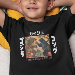 Godzilla Kids T-Shirt, Kaiju Battle Kids Shirt, King Kong Kaiju Kids T-Shirt, Kaiju Monster Fan Shirt, Japanese Kaiju Gift Kids Heavy Cotton