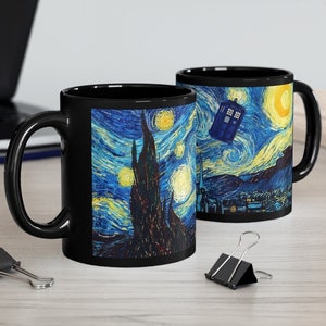 Van Gogh Starry Night TARTIS Mug/ Starry Night Doctor Who Tardis Mug/ TARTIS Starry Night Mug/ Dr. Who Van Gogh 11oz Black Mug