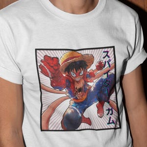 Spider-Gum T-Shirt | Anime x Superhero Mashup Tee | Comic Style anime Fan Shirt | Otaku Marvel Gift for Him or Her