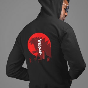 Godzilla Hoodie/ Japanese Godzilla Graphic Hoodie/ Godzilla Front and Back hoodie/ Kaiju Hoodie/ Unisex Heavy Blend Hooded Sweatshirt image 1