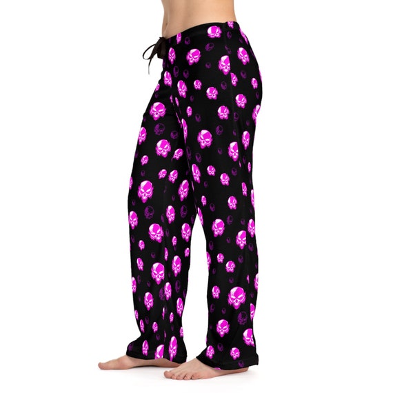 Women's Skull Pajama Pants/ Cute Women's Pink Skulls Pajamas/ Cozy