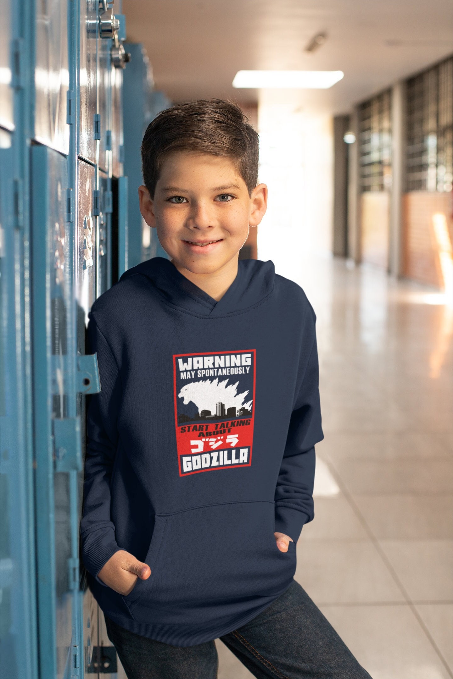 Godzilla Warning Youth Hoodie, Kaiju Monster Youth Sweater