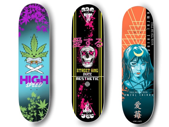 Anime skater boy with futuristic style and skateboard | Art Board Print