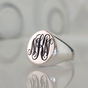 Anillo con sello de monograma, anillo con firma grabada, anillo de sello de plata, anillo personalizado, anillo con letra personalizada, anillo de sello ovalado, anillo de regalo, anillo unisex