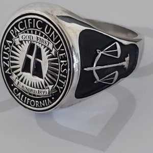 Anillo de sello de plata de la universidad, anillo de sello de plata personalizado, anillo con escudo familiar, anillo con monograma, anillo grabado, anillo de equipo, anillo personalizado, joyería