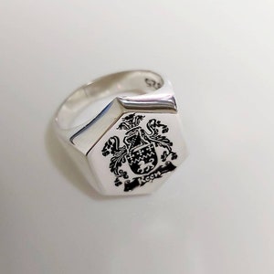 Wappen Ring,Sechskant Ring,Siegelring,Sterling Silber Ring,Ring mit Gravur,Ring mit Gravur,Ring mit Gravur,Hochschulring,Hochschulring,Hochschulring,Ring mit benutzerdefiniertem Logo