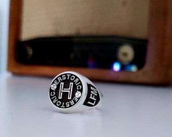 personalized üniversity ring,silver ring,signet ring,custom signet ring,team ring,family crest ring,round ring,collage ring.class ring.gift