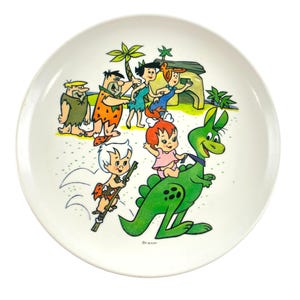 Vintage Melmac Boonton Ware 8" Dinner Plate Flintstones Cartoons