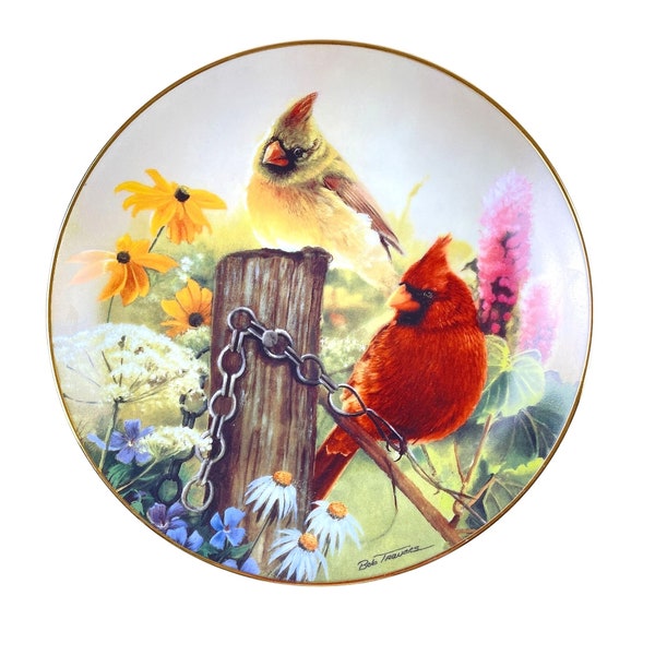 Summer Garden by Bob Travers Danbury Mint Collector Plate #F4519 Cardinals