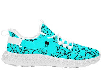 Tooth Pattern Aqua Blue Mesh Knit Sneakers | Unisex Snug fit Comfortable Dentists of Insta A DDS Student