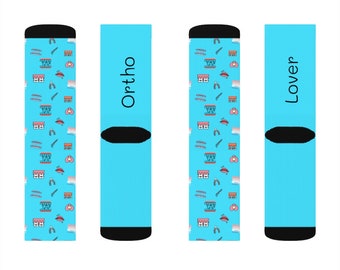 Dental braces cute orthodontist cushioned socks | super soft and warm fleece custom design | dental hygienist assistant student gift idea