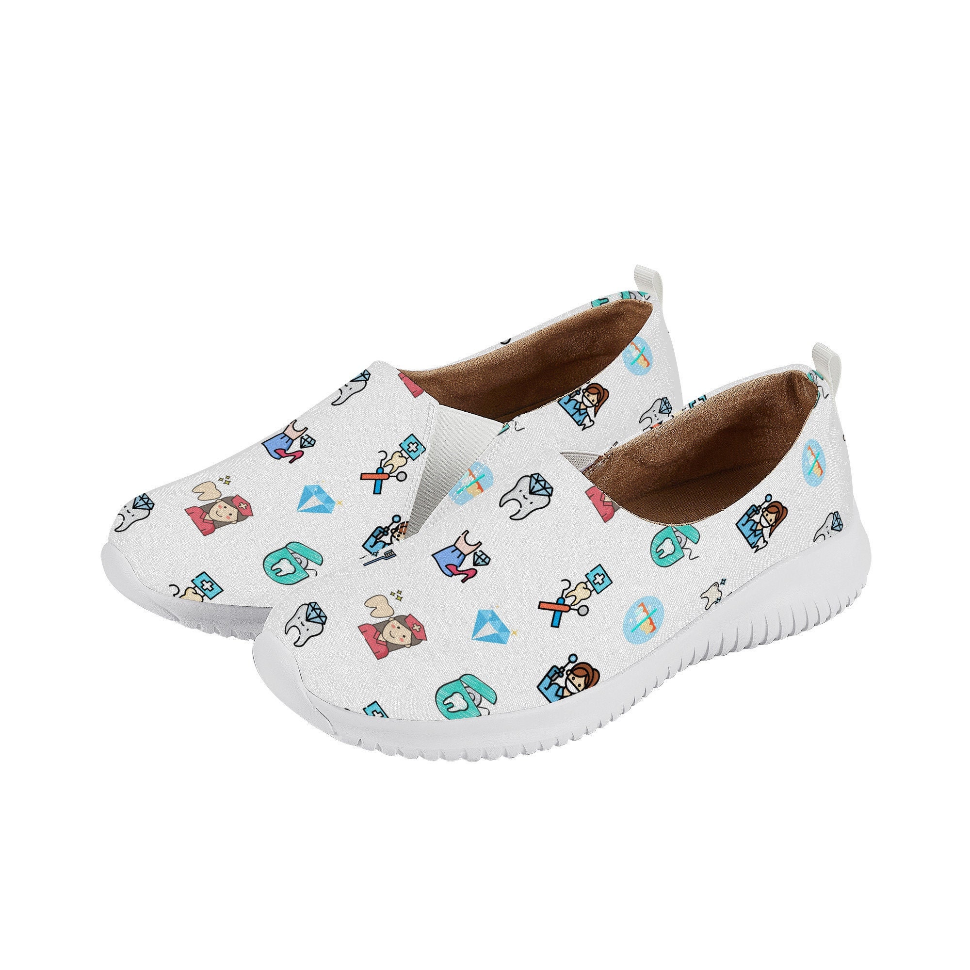 Happy Dental Women's Tooth Pattern Casual Slip on Shoes - Etsy