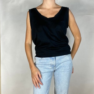 Vintage Miu Miu Black Loose Drape Blouse Tank Top / Y2k aesthetic clothing shoes