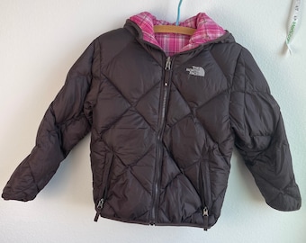 Vintage North Face Brown Pink Reversible 550 Puffer Zip Up Etsy