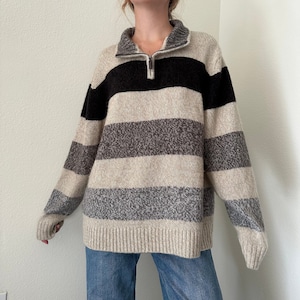 Quarter Zip Chunky Pullover Sweater Oversized Sweater / y2k aesthetic cottage core womens clothing