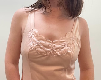 Vintage Pale Pink Lace Lingerie Blouse Tank / y2k aesthetic clothing