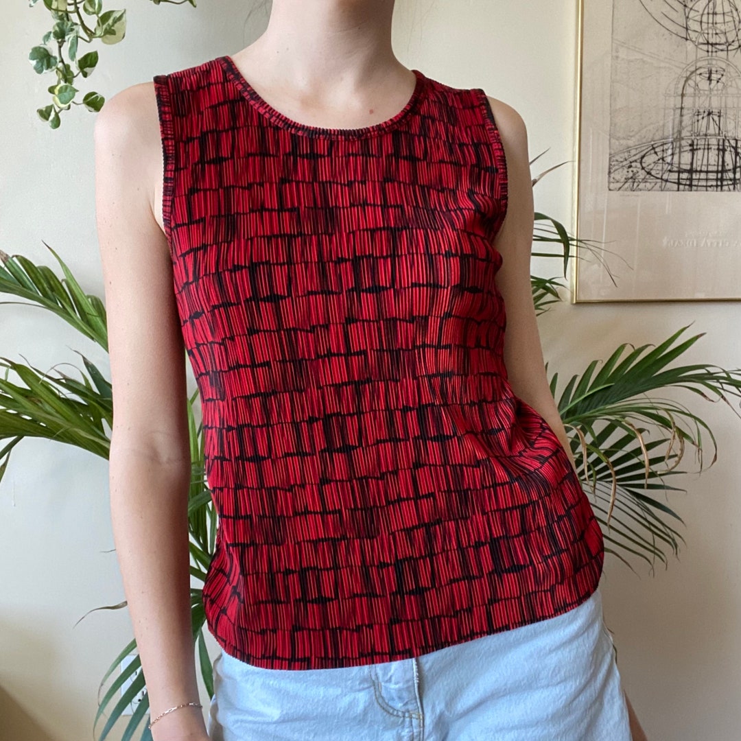 90s High Neck Red Black Tank Top / Y2k 90s Summer Aesthetic Clothing - Etsy
