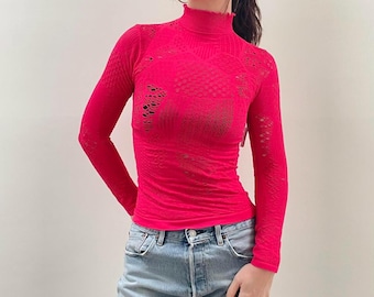 free people pink long sleeve / Y2K Clothing 90s aesthetic