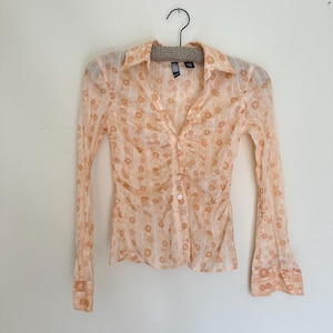 90年代ヴィンテージ ウエスト絞りボタンアップブラウス 春夏シャツ / y2k 90年代風ファッション