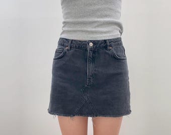 Minigonna in denim nero stile Y2K / accessorio di abbigliamento estetico anni '90 Y2K